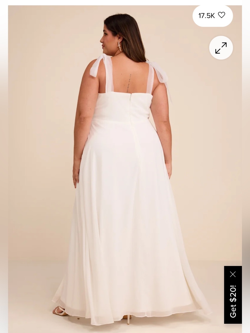 NWT! Lulu's White Radiant Romance White Tie-Strap Maxi Dress. Womens 1X - Picture 2 of 7